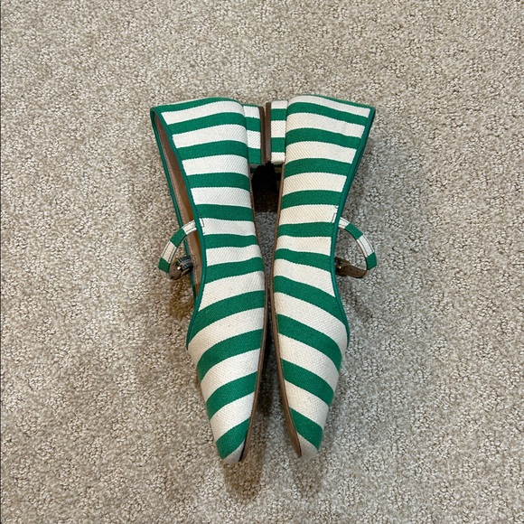 Boden Penelope Mary Jane Flat Rich Emerald Stripe 38/7 - Picture 10 of 13